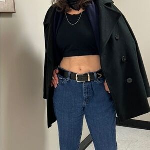 Black 100% Merino Wool Pea Coat